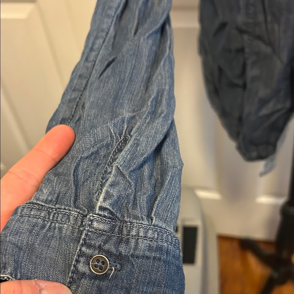 Maurices Light Blue Denim Shirt - Casual Button Front - Picture 3 of 6